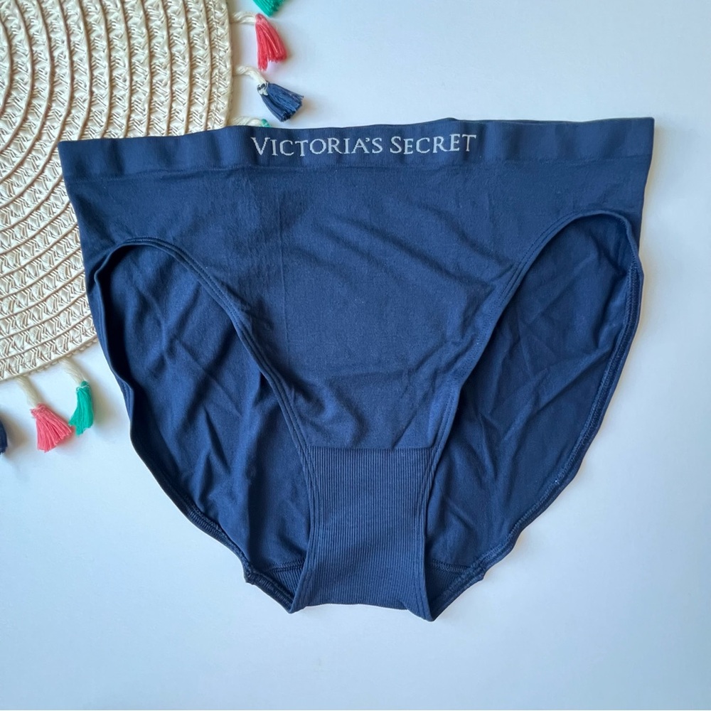 Victoria's Secret Seamless High-Leg Brief Panty Navy Noir Medium NEW